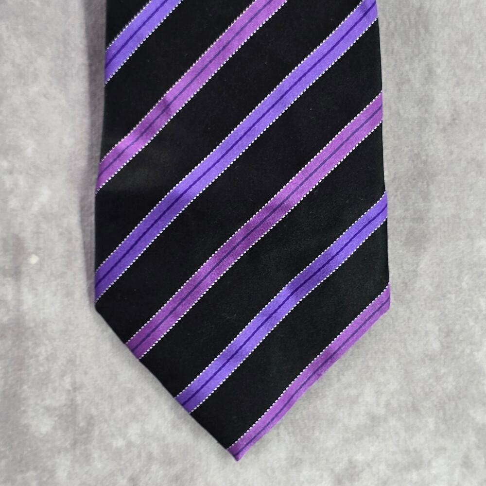 Sean John Black Purple Stripe Tall 100% Silk Extra Long Mens Neck‎ Tie NWOT